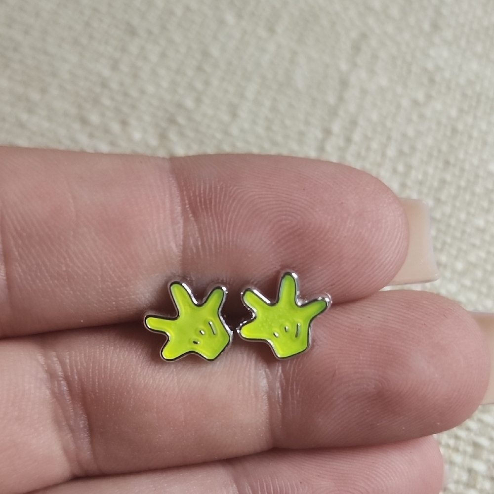 Green Frog Hand Earrings